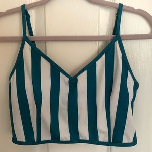 Kortni jean v crop top teal stripe medium